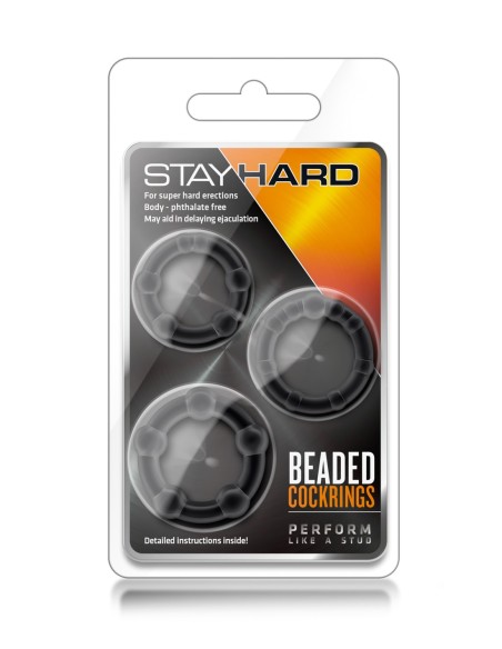 STAY HARD ANILLO PARA EL PENDE CON CUENTAS NEGRO