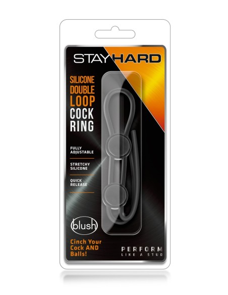 ANILLO PARA EL PENE STAY HARD DOBLE LOOP NEGRO