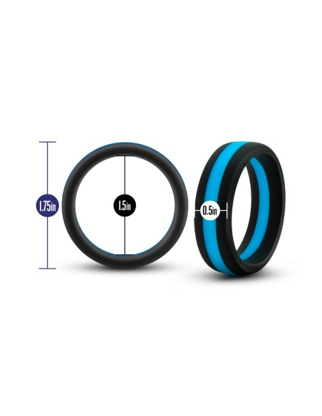  ANILLO PARA EL PENE GO PRO DE SILICONA PERFORMANCE NEGRO/AZUL