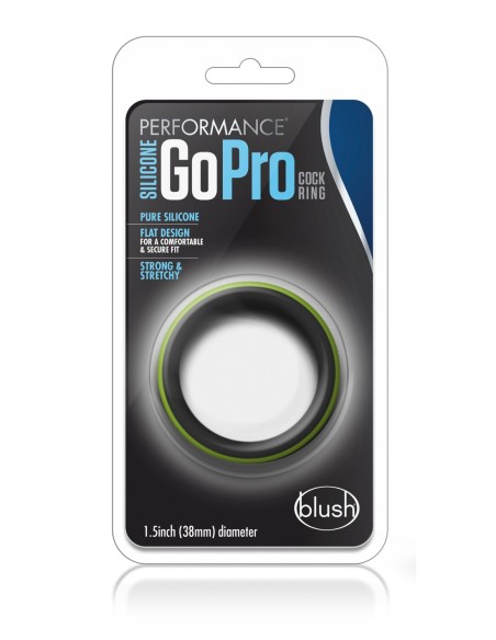 ANILLO PARA EL PENE GO PRO DE SILICONA PERFORMANCE NEGRO/VERDE