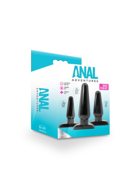 KIT PLUG BÁSICO ANAL ADVENTURES NEGRO