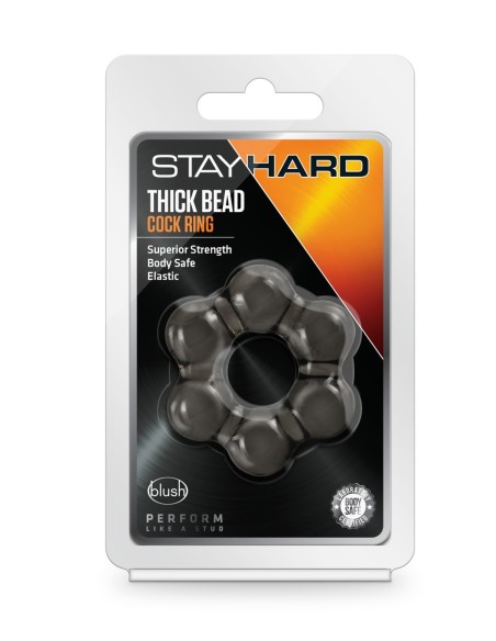 ANILLO PARA EL PENE CON CUENTAS GRUESAS STAY HARD NEGRO