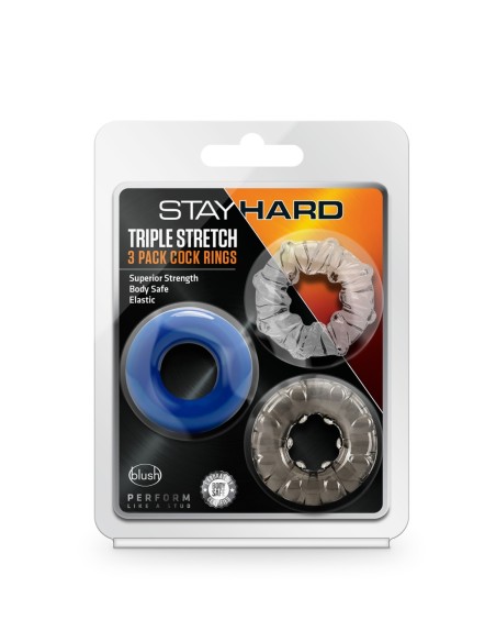 STAY HARD TRIPLE STRETCH PACK DE 3 ANILLOS PARA EL PENDEJO