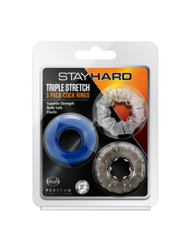 STAY HARD TRIPLE STRETCH PACK DE 3 ANILLOS PARA...
