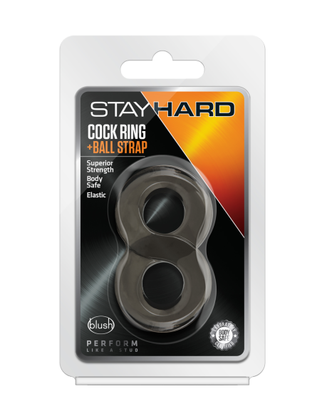 ANILLO PARA EL PENE STAY HARD Y CORREA PARA BOLA NEGRO