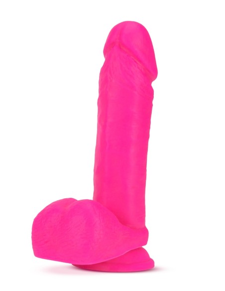 NEO ELITE DE 8 PULGADAS DE SILICONA DUAL DENSIDAD CON BOLAS ROSA NEÓN