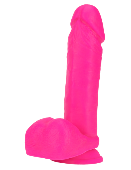 NEO ELITE DE 8 PULGADAS DE SILICONA DUAL DENSIDAD CON BOLAS ROSA NEÓN