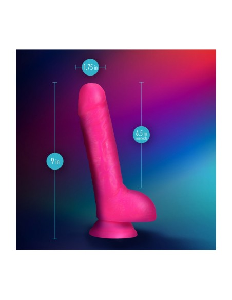 POLLA NEO ELITE DE 9 PULGADAS CON BOLAS ROSA NEÓN