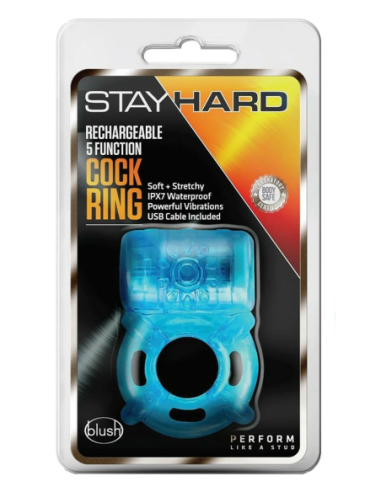STAY HARD ANILLO PARA EL PENE 5 FUNCIONES AZUL