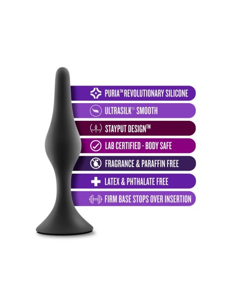 ANAL ADVENTURES PLUG PRINCIPIANTE DE SILICONA PLATINO MEDIANO NEGRO