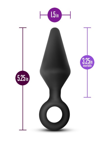 ANAL ADVENTURES TAPÓN DE BUCLE DE SILICONA PLATINO GRANDE NEGRO
