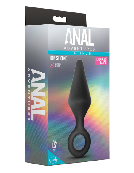 ANAL ADVENTURES TAPÓN DE BUCLE DE SILICONA PLATINO GRANDE NEGRO