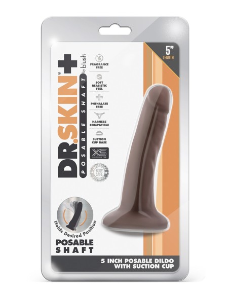 DR. SKIN PLUS DILDO POSABLE DE 5 PULGADAS CHOCOLATE