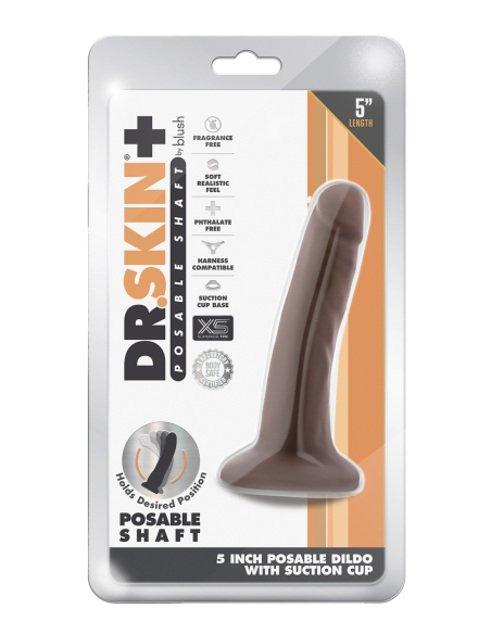 DR. SKIN PLUS DILDO POSABLE DE 5 PULGADAS CHOCOLATE