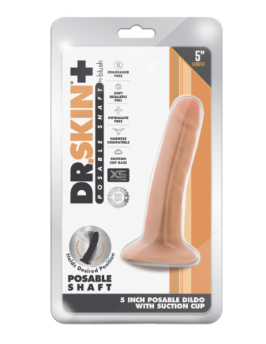 DR. SKIN PLUS DILDO POSABLE DE 5 PULGADAS VAINILLA
