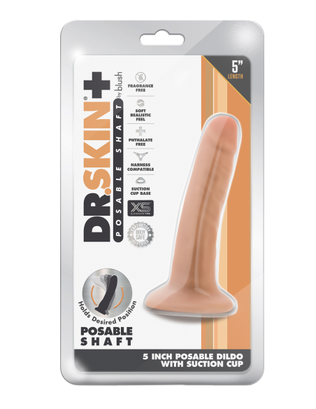 DR. SKIN PLUS DILDO POSABLE DE 5 PULGADAS VAINILLA