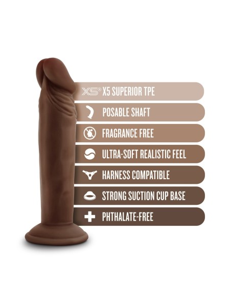 DR. SKIN PLUS DILDO POSABLE DE 6 PULGADAS CHOCOLATE