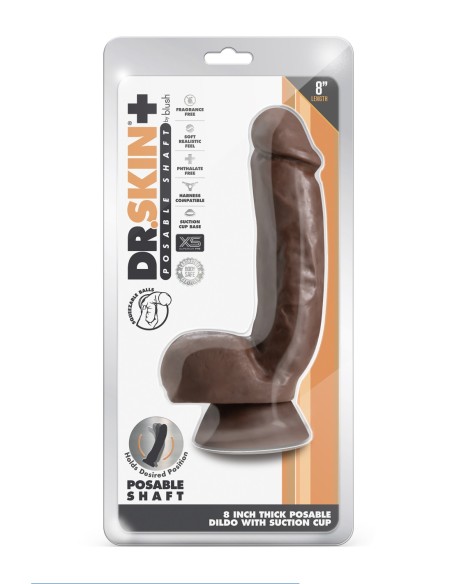 DR. SKIN PLUS BOLAS EXPRIMIBLES CON DILDO POSIBLE DE 8 PULGADAS DE GRUESO CHOCOLATE