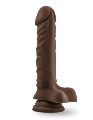 DR. SKIN PLUS DILDO POSABLE DE 9 PULGADAS CON BOLAS DE CHOCOLATE