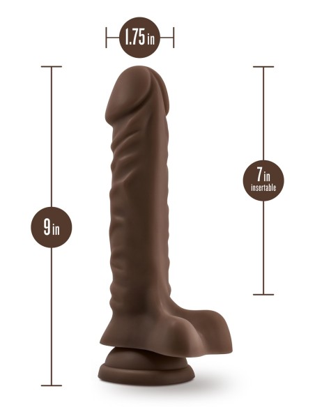 DR. SKIN PLUS DILDO POSABLE DE 9 PULGADAS CON BOLAS DE CHOCOLATE