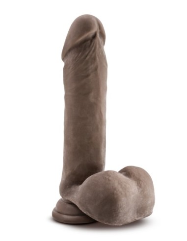 DR. SKIN PLUS DILDO POSABLE DE 9 PULGADAS DE GROSOR CON BOLAS DE CHOCOLATE