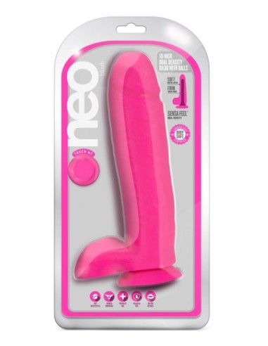 NEO 10 PULGADAS DILDO DUAL DENSIDAD ROSA NEÓN