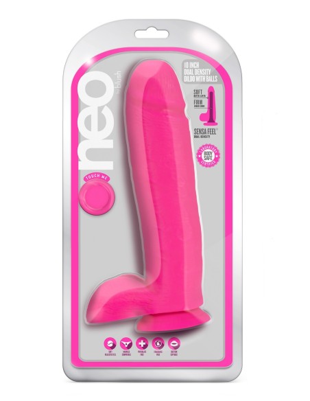 NEO 10 PULGADAS DILDO DUAL DENSIDAD ROSA NEÓN