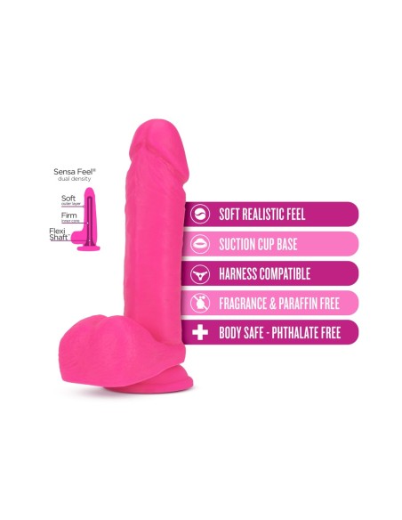 NEO 8 PULGADAS DILDO DUAL DENSIDAD ROSA NEÓN