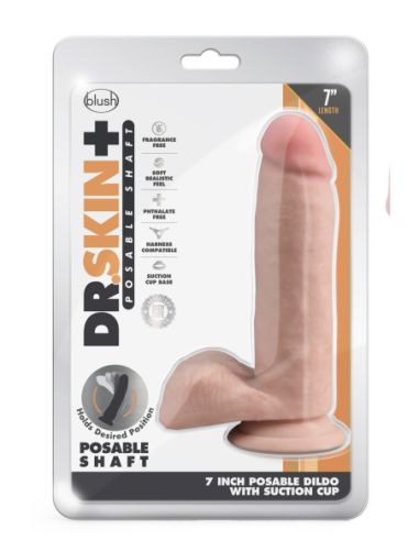 DR. SKIN PLUS DILDO POSABLE DE 7 PULGADAS CON...