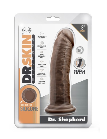 DR. PIEL SILICONA DR. PASTOR DILDO 8 PULGADAS CON VENTOSA CHOCOLATE