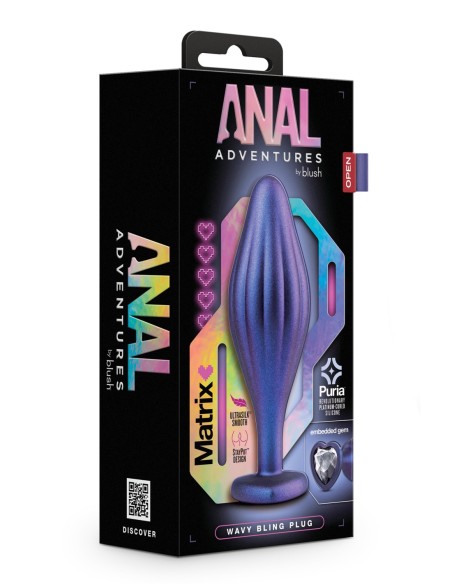ANAL ADVENTURES MATRIX ONDULADO BLING PLUG ZAFIRO