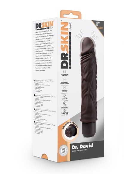DR. PIEL SILICONA DR. CONSOLADOR VIBRADOR DAVID 8 PULGADAS MARRÓN
