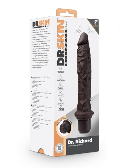 DR. PIEL SILICONA DR. RICHARD DILDO VIBRADOR 9 PULGADAS MARRÓN