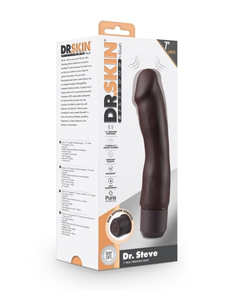 DR. SILICONA DE PIEL – DR. STEVE DILDO VIBRADOR 7 PULGADAS MARRÓN