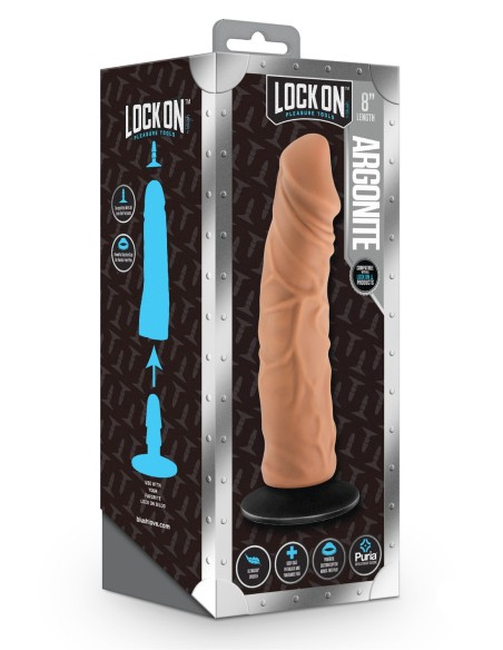 LOCK ON ARGONITE DILDO DE 8 PULGADAS CON ADAPTADOR DE VENTOSA MOCHA