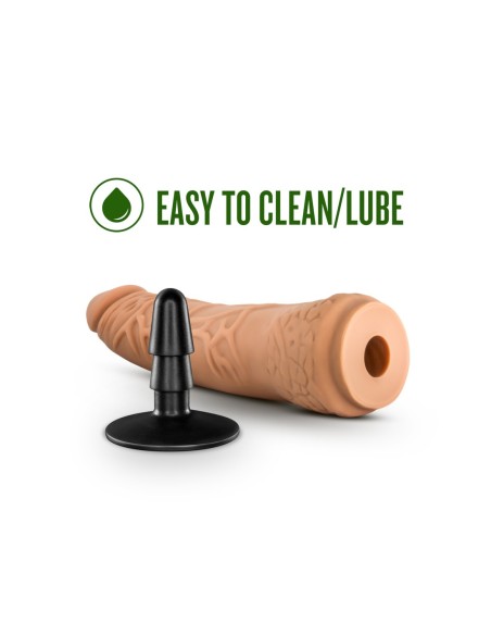 LOCK ON HEXANITE DILDO DE 7,5 PULGADAS CON ADAPTADOR DE VENTOSA MOCHA
