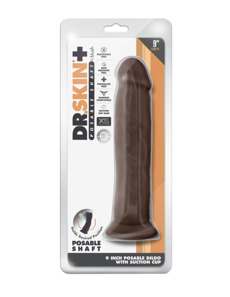 DR. SKIN PLUS CONSOLADOR GRUESO POSABLE DE 9 PULGADAS DE CHOCOLATE
