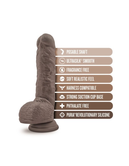 DR. PIEL SILICONA DR. MASON DILDO 9 PULGADAS CON VENTOSA CHOCOLATE