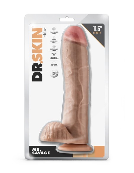 DR. PIEL SR. SAVAGE DILDO 11,5 PULGADAS CON BOLAS BEIGE