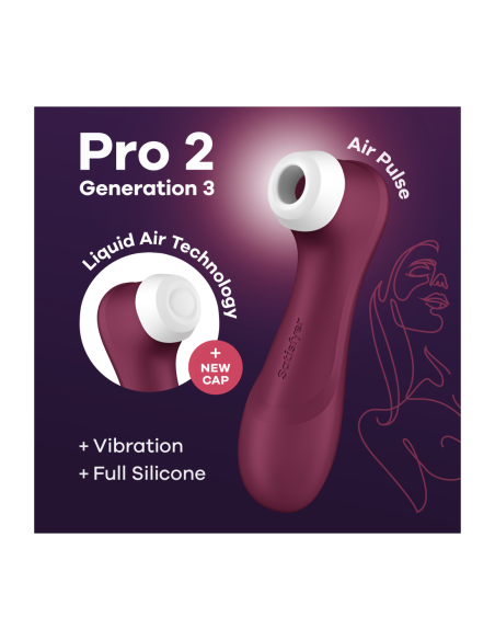 SATISFYER PRO 2 GENERACIÓN 3 CON AIRE LÍQUIDO VINO ROJO