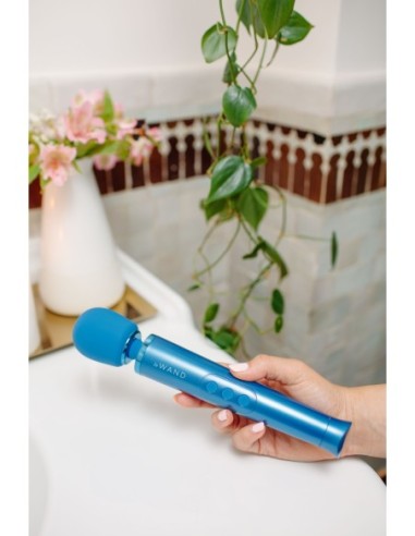 MASAJEADOR VIBRADOR RECARGABLE LE WAND PETITE AZUL