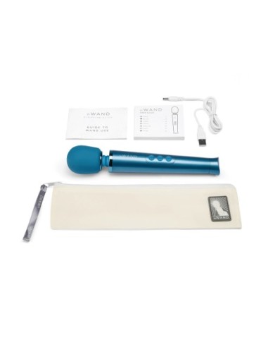 MASAJEADOR VIBRADOR RECARGABLE LE WAND PETITE AZUL