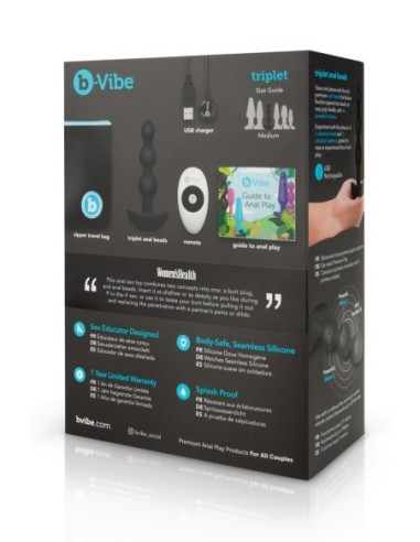 BOLAS ANALES B-VIBE TRIPLET NEGRO