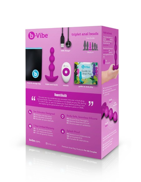 BOLAS ANALES B-VIBE TRIPLET FUCSIA