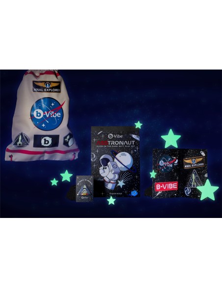 SET DE JUEGO DE CULOS QUE BRILLAN EN LA OSCURIDAD B-VIBE ASTRONAUTA