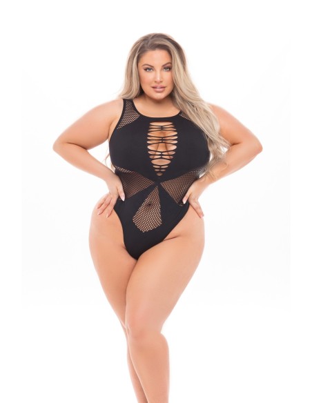 BODY DUCHESS CUELLO ALTO NEGRO, TALLA GRANDE