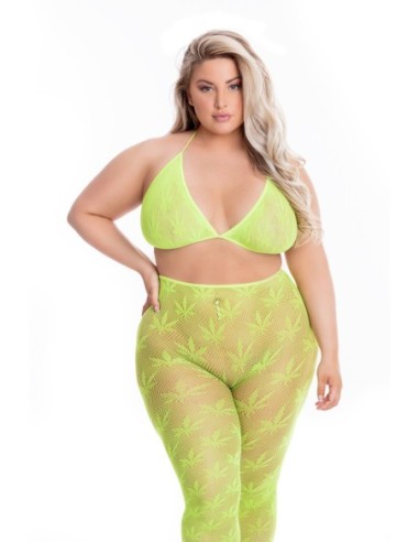 ALL SOBRE LEAF BRA SET VERDE, TALLA GRANDE