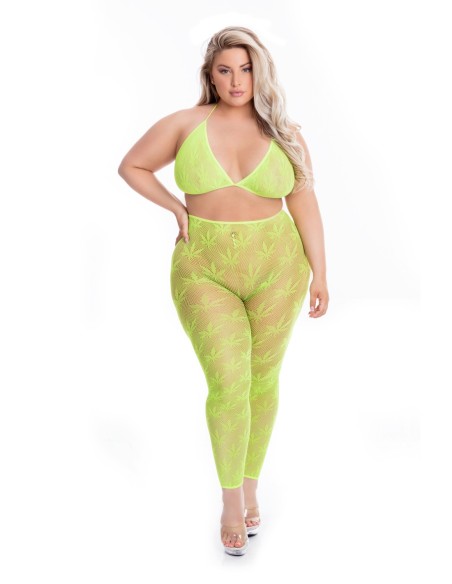 ALL SOBRE LEAF BRA SET VERDE, TALLA GRANDE