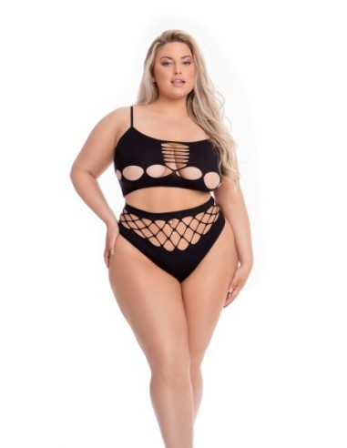 CONJUNTO DE SUJETADOR NEON DREAMS 2 PIEZAS NEGRO, TALLA GRANDE