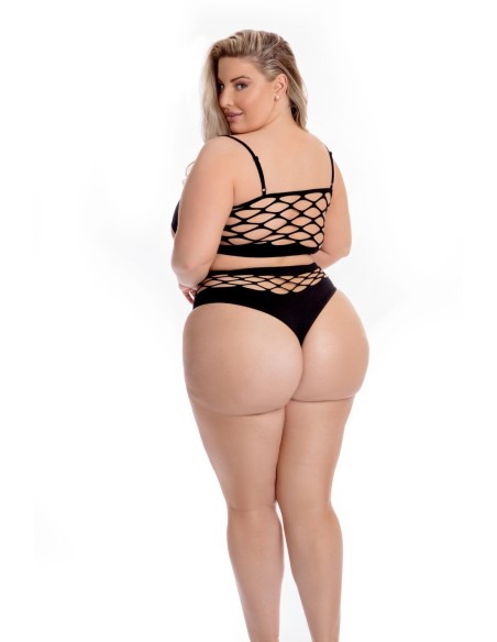 CONJUNTO DE SUJETADOR NEON DREAMS 2 PIEZAS NEGRO, TALLA GRANDE